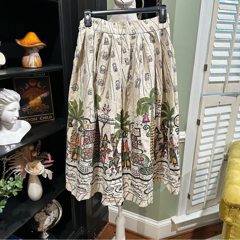 Vintage 1950s Saul Steinberg “Cartoon Cowboys” Rockabilly Novelty Skirt